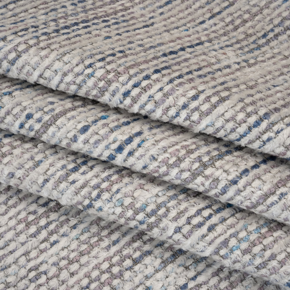 Recycled Olefin and Acrylic Upholstery Boucle and Chenille Tweed - Dusk Stripes - Virginia Collection Folded Recycled Olefin and Acrylic Upholstery Boucle and Chenille Tweed - Dusk Stripes - Virginia Collection Folded