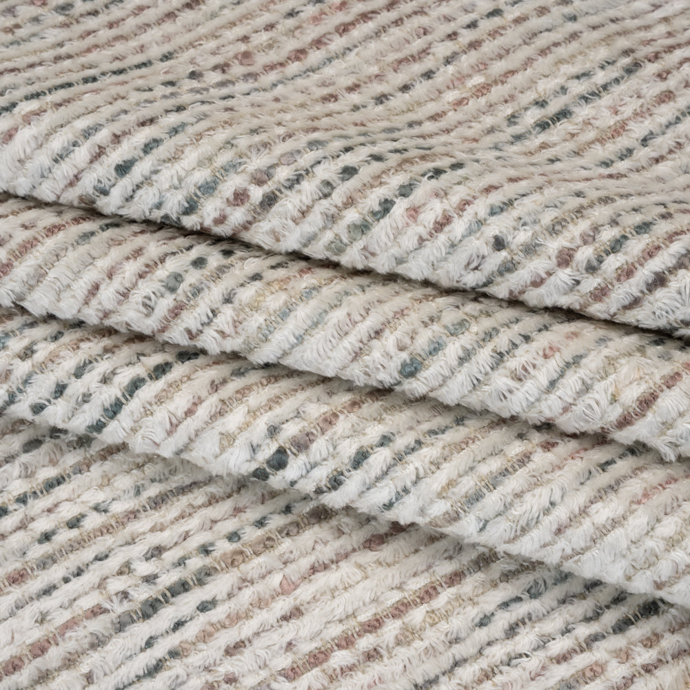 Recycled Olefin and Acrylic Upholstery Boucle and Chenille Tweed - Glacier Stripes - Virginia Collection Folded Recycled Olefin and Acrylic Upholstery Boucle and Chenille Tweed - Glacier Stripes - Virginia Collection Folded