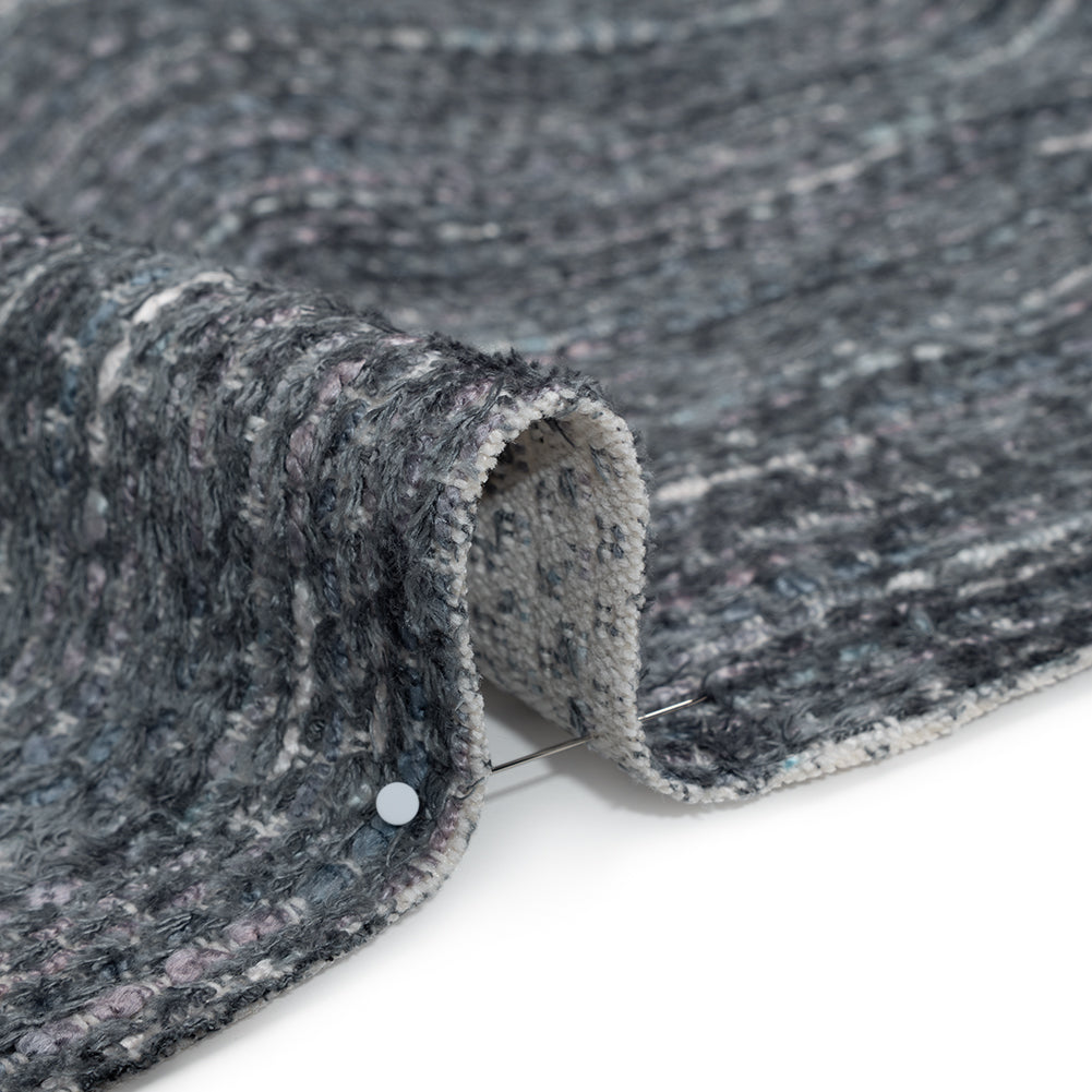 Recycled Olefin and Acrylic Upholstery Boucle and Chenille Tweed - Indigo Stripes - Virginia Collection Detail Recycled Olefin and Acrylic Upholstery Boucle and Chenille Tweed - Indigo Stripes - Virginia Collection Detail