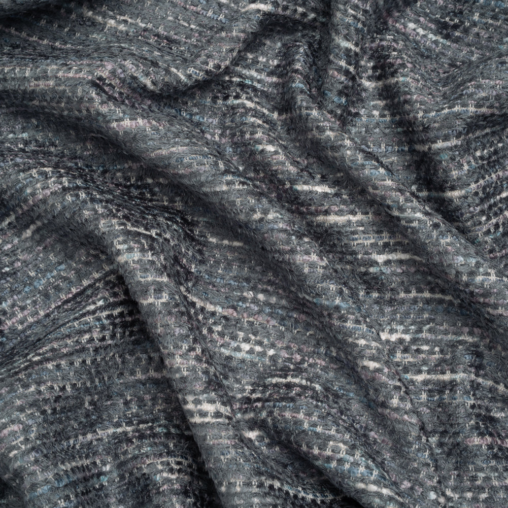 Recycled Olefin and Acrylic Upholstery Boucle and Chenille Tweed - Indigo Stripes - Virginia Collection Recycled Olefin and Acrylic Upholstery Boucle and Chenille Tweed - Indigo Stripes - Virginia Collection