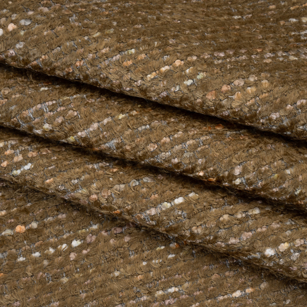 Recycled Olefin and Acrylic Upholstery Boucle and Chenille Tweed - Pebble Stripes - Virginia Collection Folded Recycled Olefin and Acrylic Upholstery Boucle and Chenille Tweed - Pebble Stripes - Virginia Collection Folded