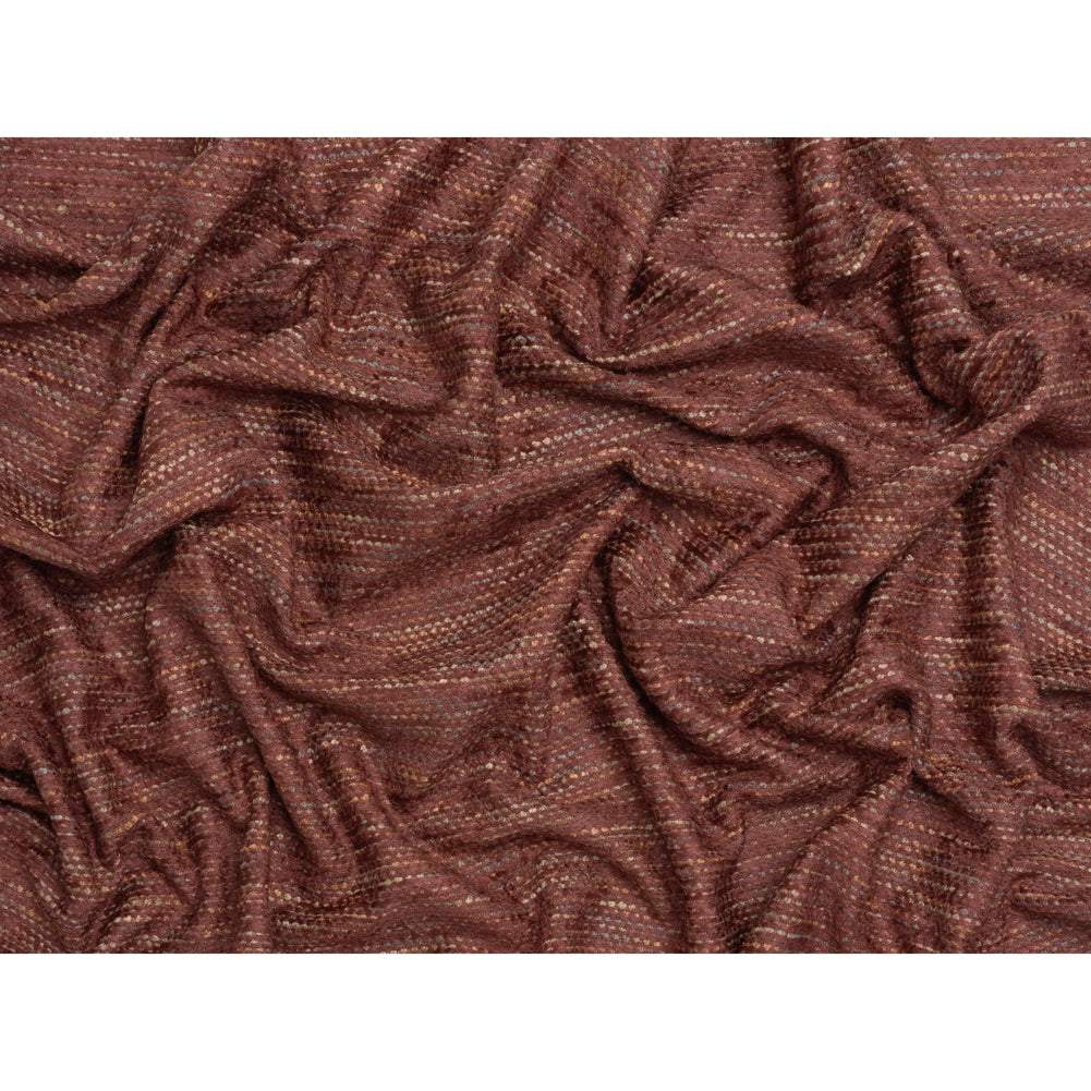 Recycled Olefin and Acrylic Upholstery Boucle and Chenille Tweed - Sangria Stripes - Virginia Collection Full Recycled Olefin and Acrylic Upholstery Boucle and Chenille Tweed - Sangria Stripes - Virginia Collection Full
