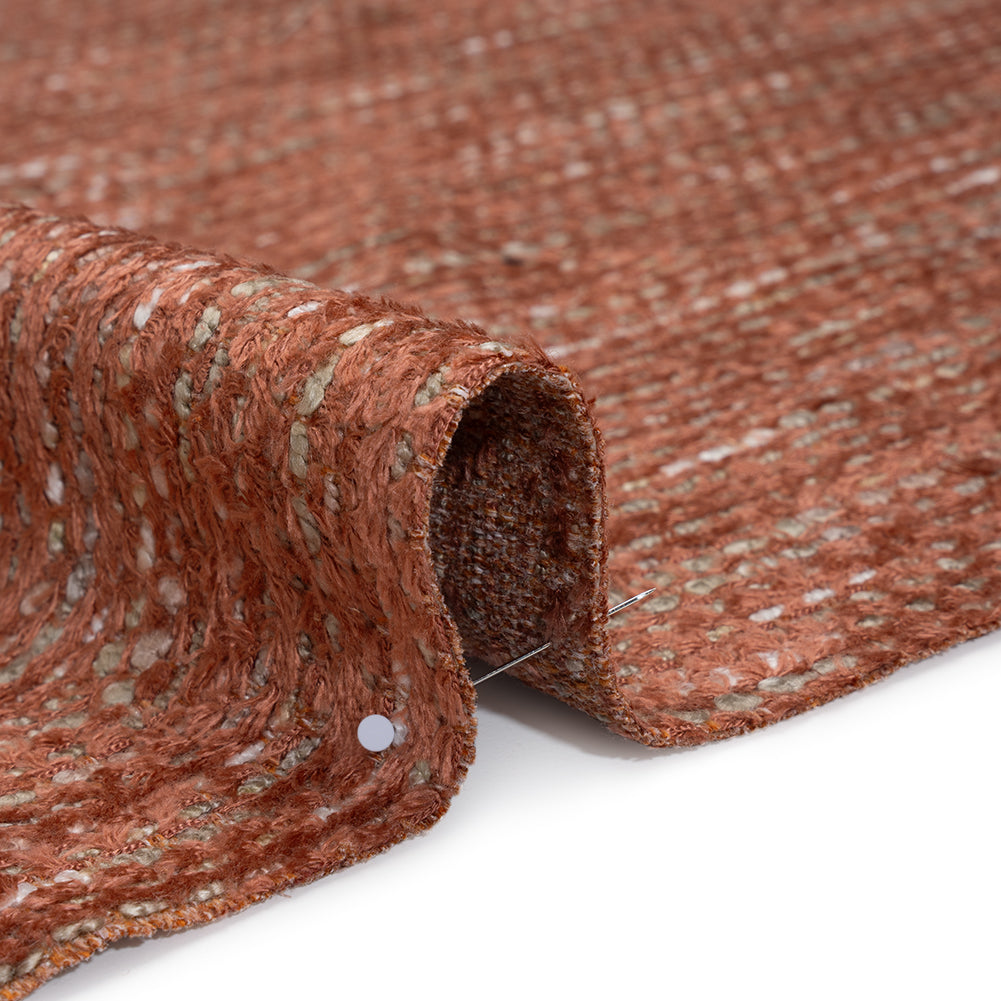 Recycled Olefin and Acrylic Upholstery Boucle and Chenille Tweed - Winter Coral Stripes - Virginia Collection Detail Recycled Olefin and Acrylic Upholstery Boucle and Chenille Tweed - Winter Coral Stripes - Virginia Collection Detail