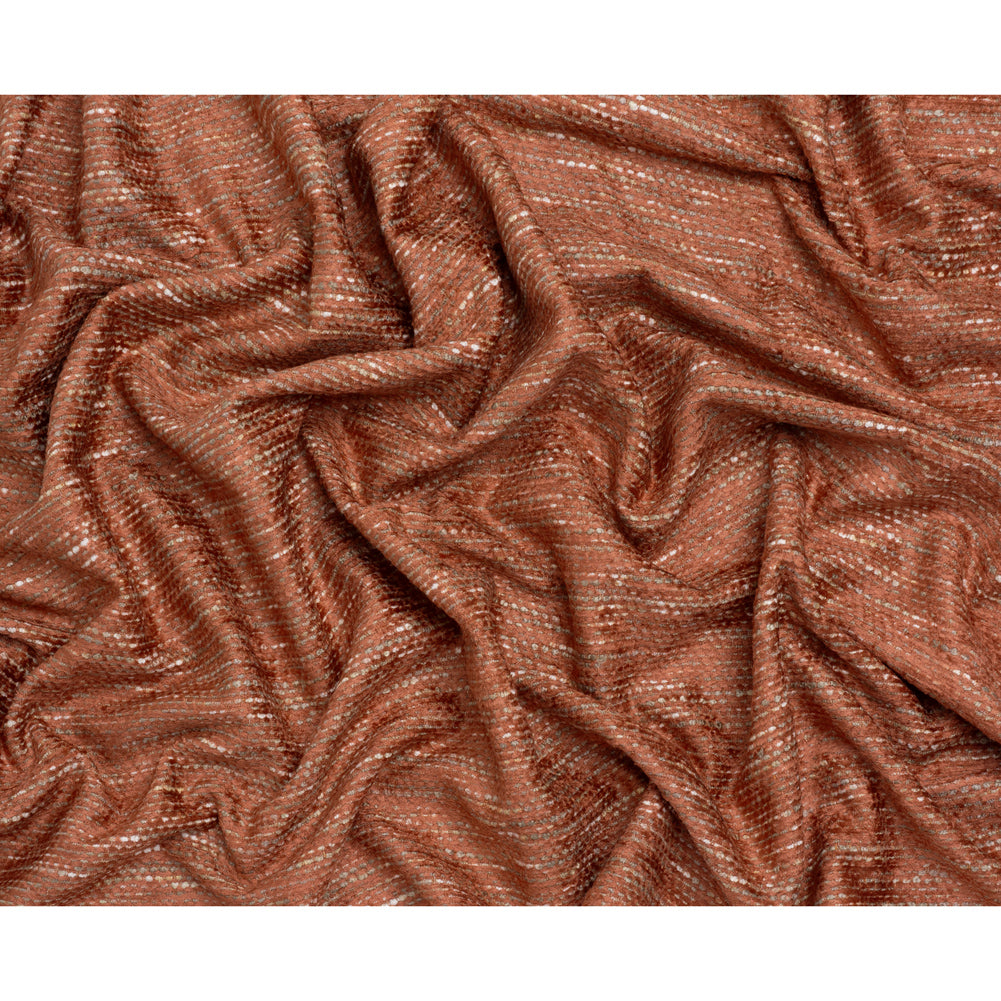 Recycled Olefin and Acrylic Upholstery Boucle and Chenille Tweed - Winter Coral Stripes - Virginia Collection Full Recycled Olefin and Acrylic Upholstery Boucle and Chenille Tweed - Winter Coral Stripes - Virginia Collection Full