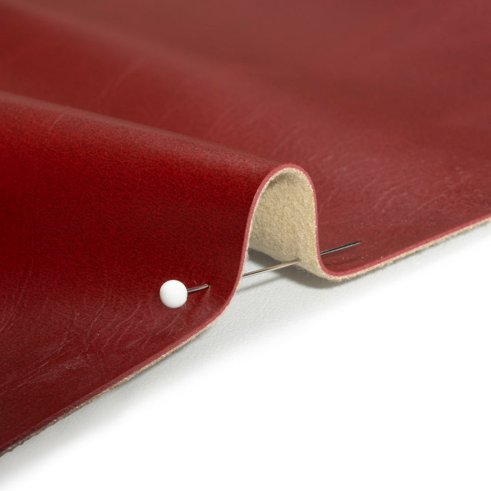 Upholstery Faux Leather with Brushed Fabric Backing - Cherry - Alida Collection Detail Upholstery Faux Leather with Brushed Fabric Backing - Cherry - Alida Collection Detail