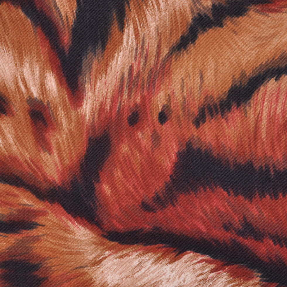 Black/Brick/Tan Animal Fur Print Cotton-Lycra Twill Black/Brick/Tan Animal Fur Print Cotton-Lycra Twill