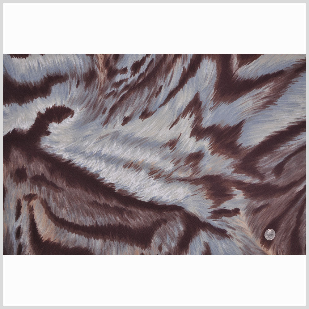 Chocolate/Steel Blue Animal Fur Print Cotton-Lycra Twill Full Chocolate/Steel Blue Animal Fur Print Cotton-Lycra Twill Full