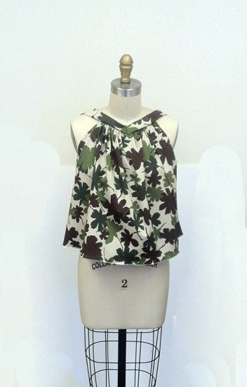 Camo Colored Floral Cotton-Lycra Twill Detail Camo Colored Floral Cotton-Lycra Twill Detail