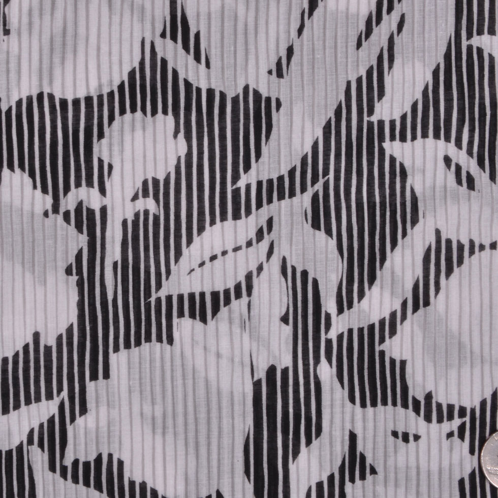 Black & White Floral Cotton Voile Black & White Floral Cotton Voile