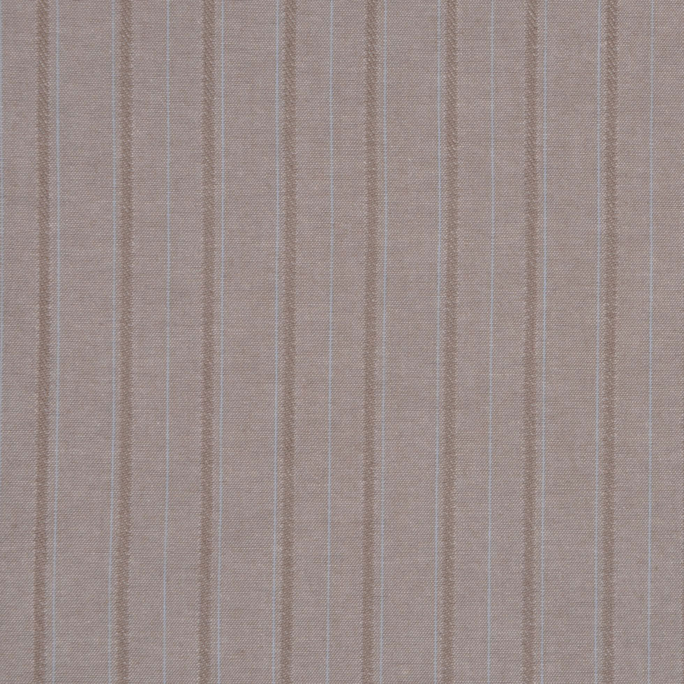 Italian Taupe and Pale Blue Striped Cotton Shirting Italian Taupe and Pale Blue Striped Cotton Shirting