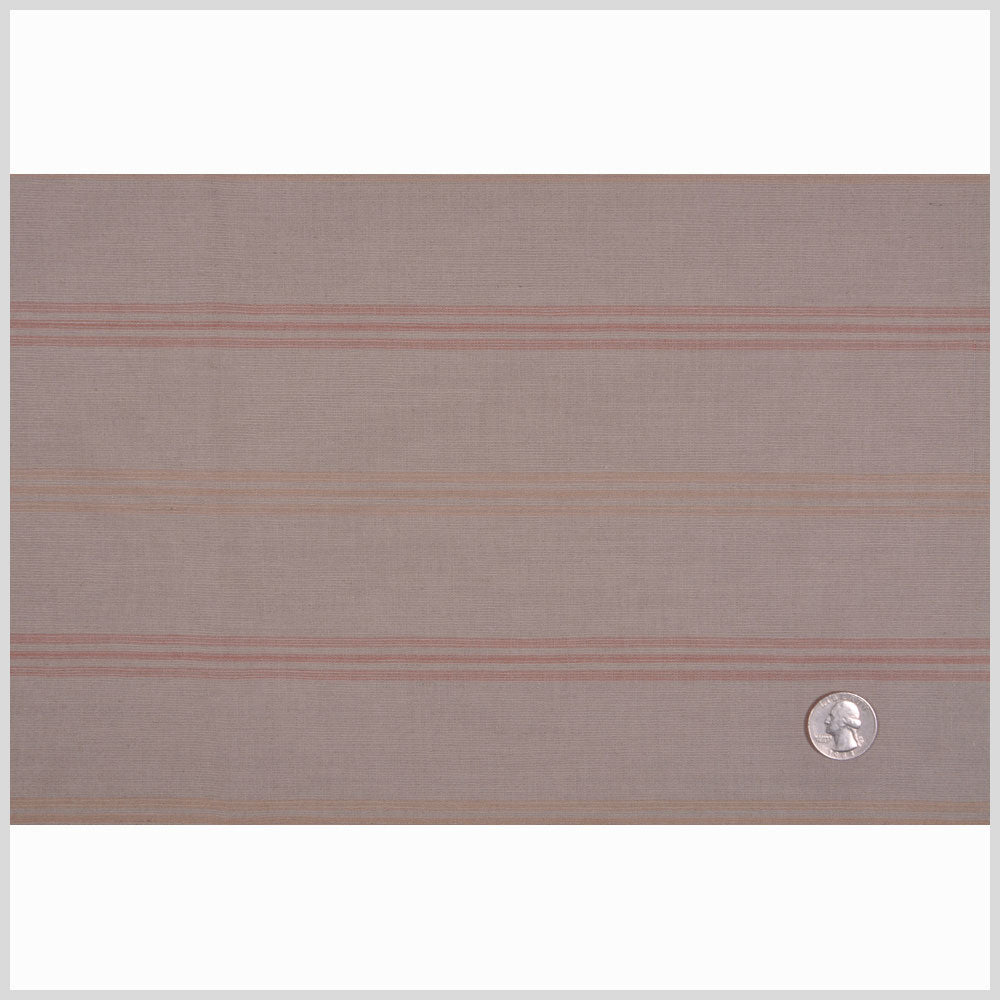 Dark Beige, Brick and Peach Striped Cotton Suiting Full Dark Beige, Brick and Peach Striped Cotton Suiting Full