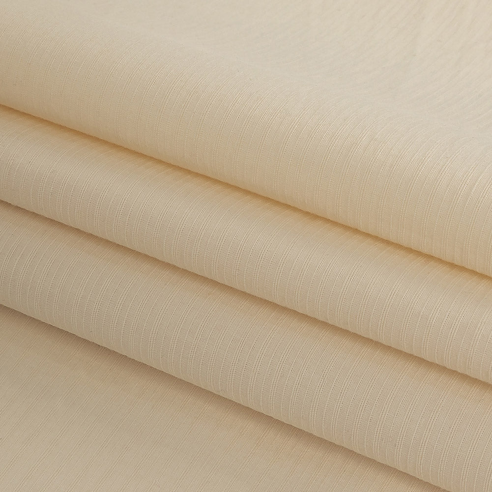 Soft Cream Textured-Stripe Cotton Shirting Folded Soft Cream Textured-Stripe Cotton Shirting Folded