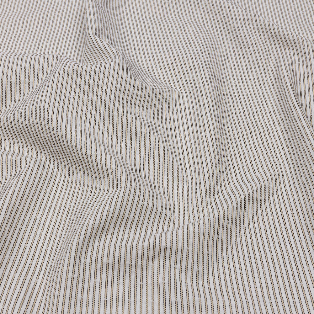 White and Tan Striped Cotton Woven White and Tan Striped Cotton Woven