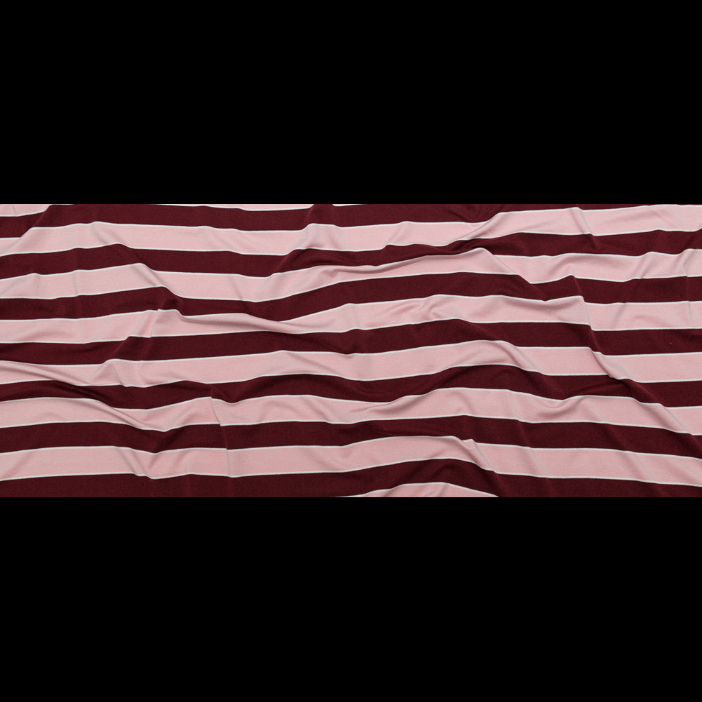 Quartz Pink, Dry Rose and Bright White Awning Striped Polyester Jersey Full Quartz Pink, Dry Rose and Bright White Awning Striped Polyester Jersey Full