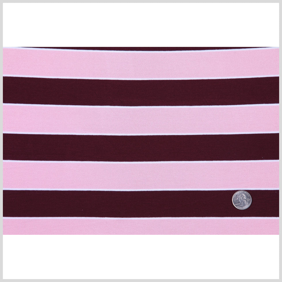 Pink and Burgndy Awing Striped Stretch Jersey Knit Full Pink and Burgndy Awing Striped Stretch Jersey Knit Full