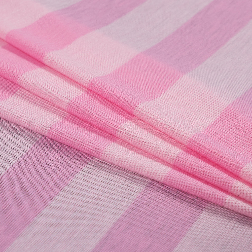 Pink on Pink Awning Striped Stretch Rayon Jersey Folded Pink on Pink Awning Striped Stretch Rayon Jersey Folded