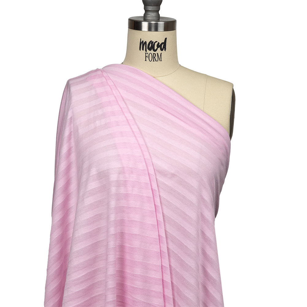 Baby Pink Tonal Stripes Cotton and Rayon Jersey Drape Baby Pink Tonal Stripes Cotton and Rayon Jersey Drape