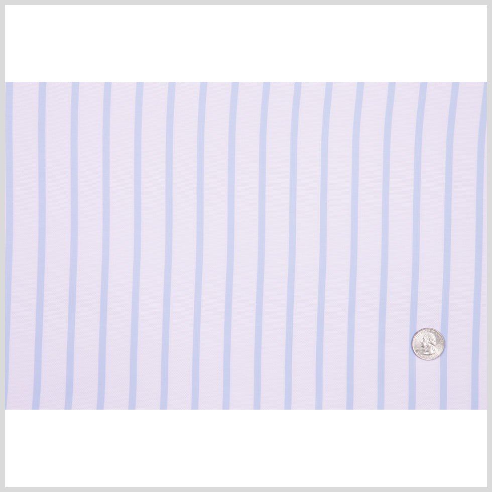 Italian Lavender Fog and Blue Striped Cotton Shirting Full Italian Lavender Fog and Blue Striped Cotton Shirting Full