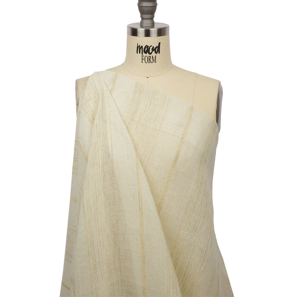 Ivory and Beige Striped Polyester Burlap Drape Ivory and Beige Striped Polyester Burlap Drape