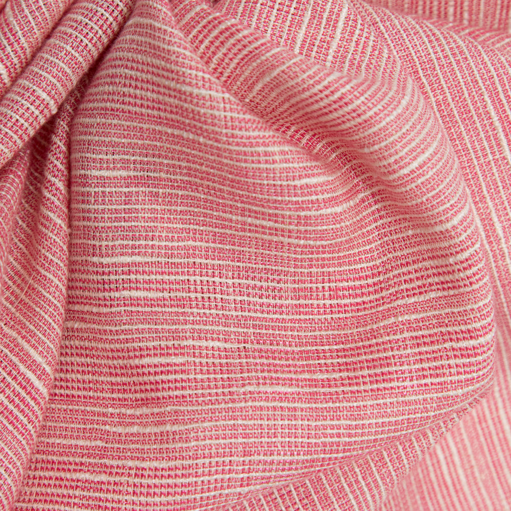 Italian Fruit Dove and Vaporous Gray Striated Linen and Rayon Woven Detail Italian Fruit Dove and Vaporous Gray Striated Linen and Rayon Woven Detail