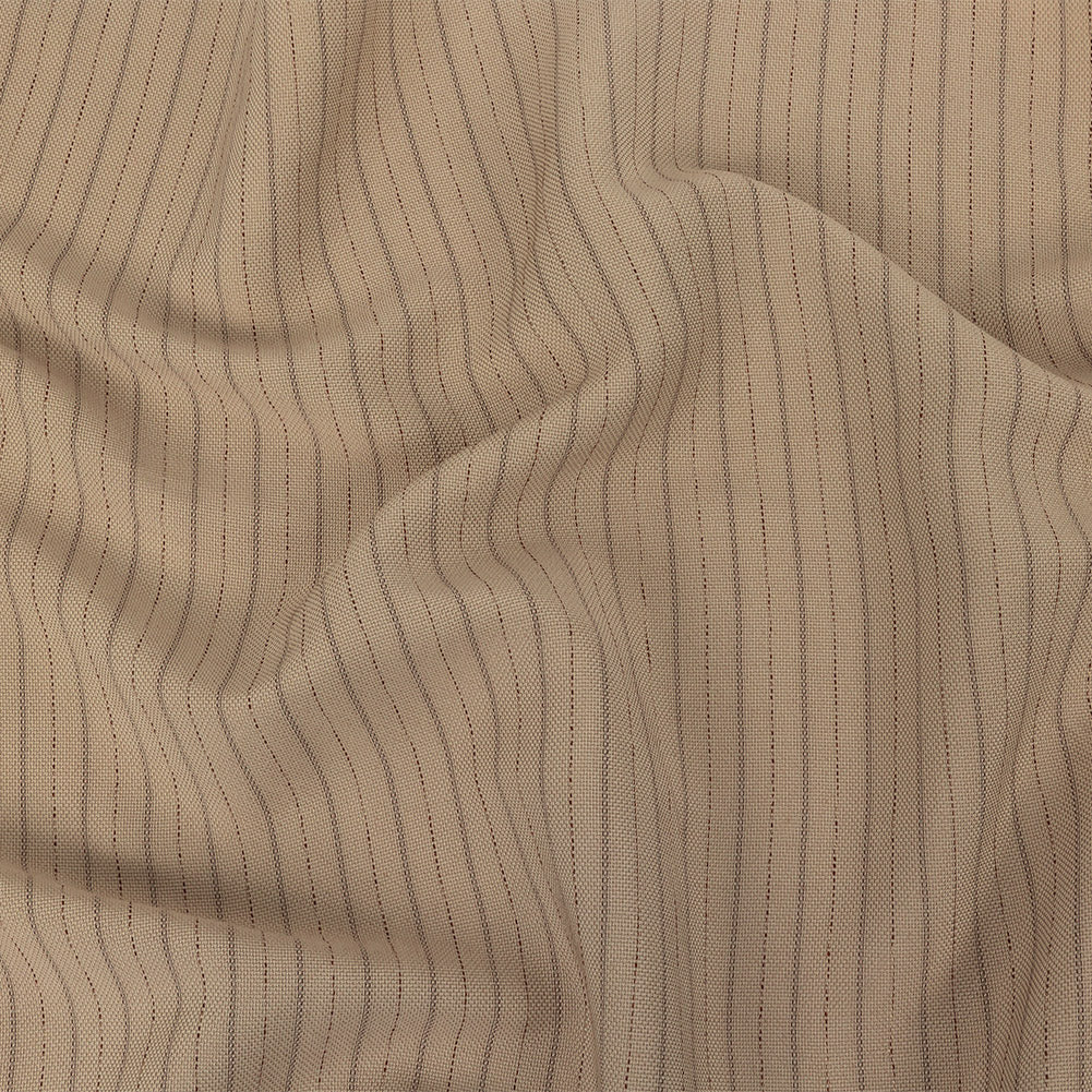 Oyster Gray and Tiramisu Striped Linen and Rayon Woven Oyster Gray and Tiramisu Striped Linen and Rayon Woven