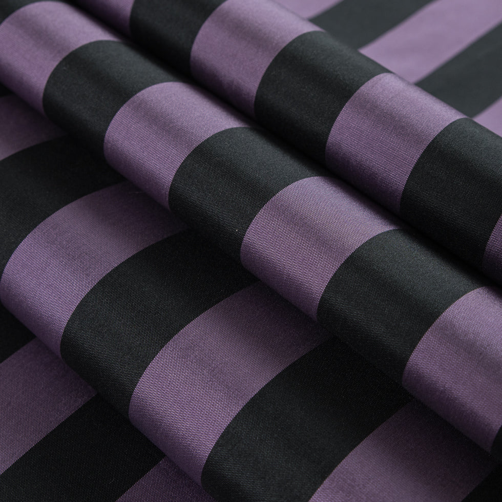 Black/Lavender Awning Striped Polyester Taffeta Black/Lavender Awning Striped Polyester Taffeta
