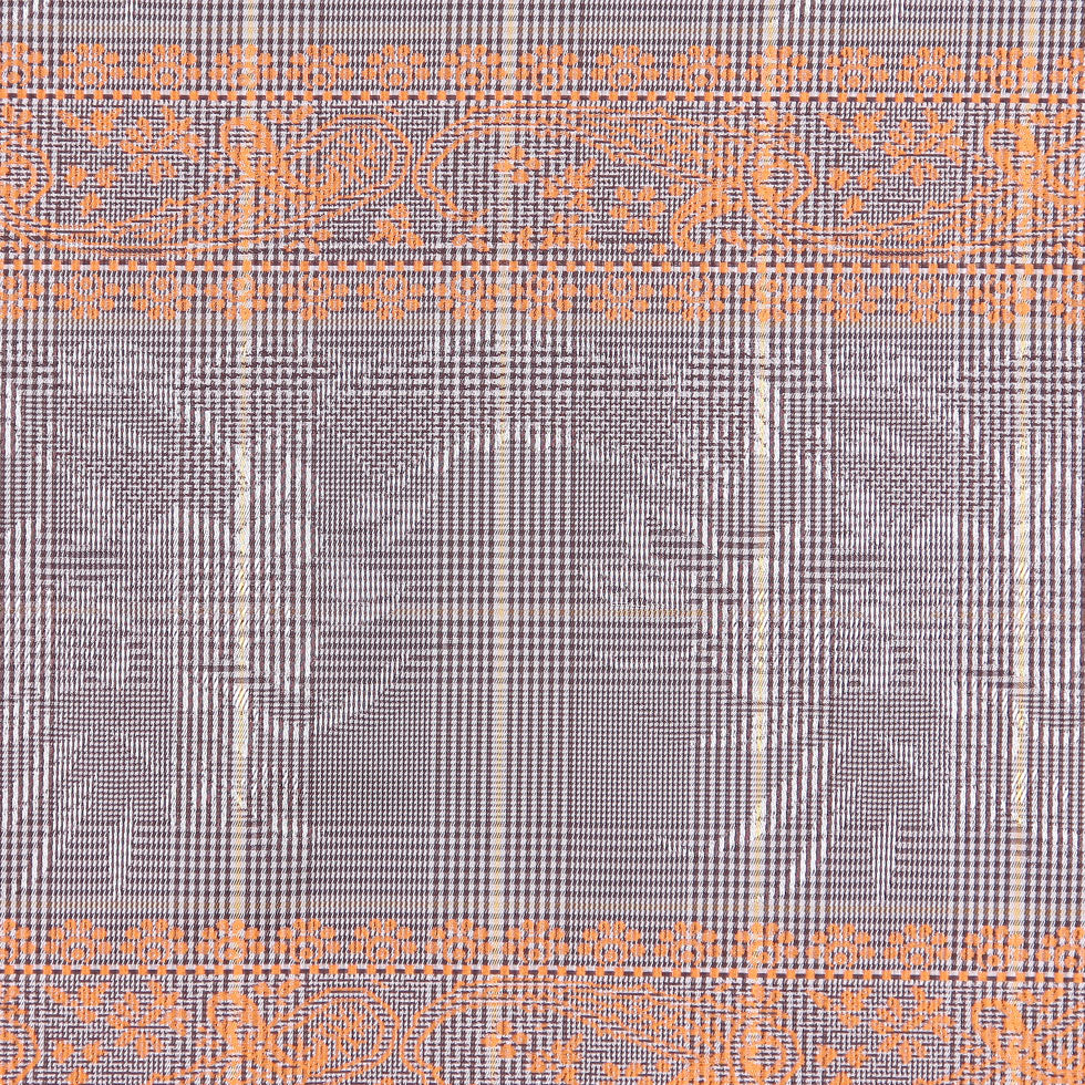 Brown and Orange Checked and Plaid Poly Taffeta Detail Brown and Orange Checked and Plaid Poly Taffeta Detail
