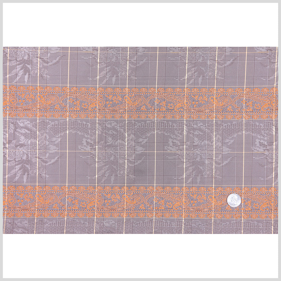 Brown and Orange Checked and Plaid Poly Taffeta Full Brown and Orange Checked and Plaid Poly Taffeta Full