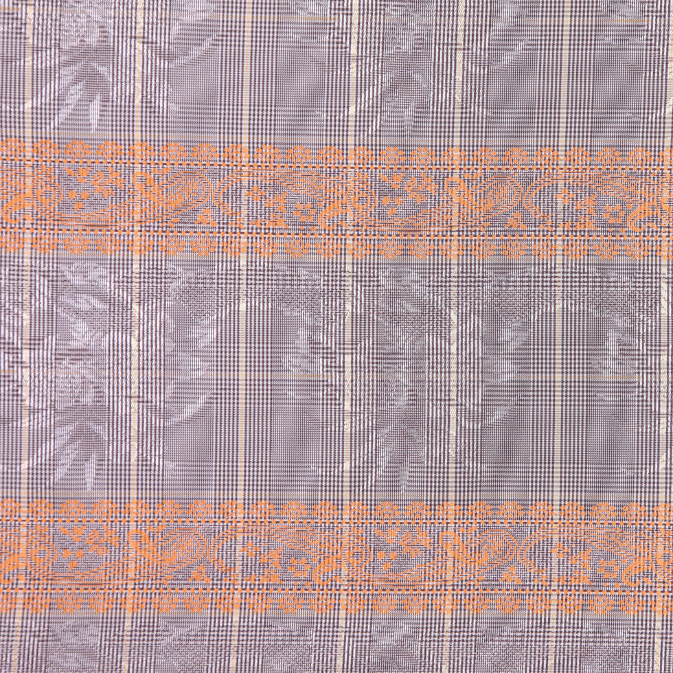 Brown and Orange Checked and Plaid Poly Taffeta Brown and Orange Checked and Plaid Poly Taffeta