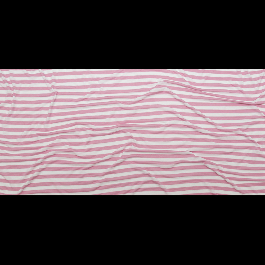 Pressed Rosebloom and Bright White Bengal Striped Polyester Jersey Full Pressed Rosebloom and Bright White Bengal Striped Polyester Jersey Full