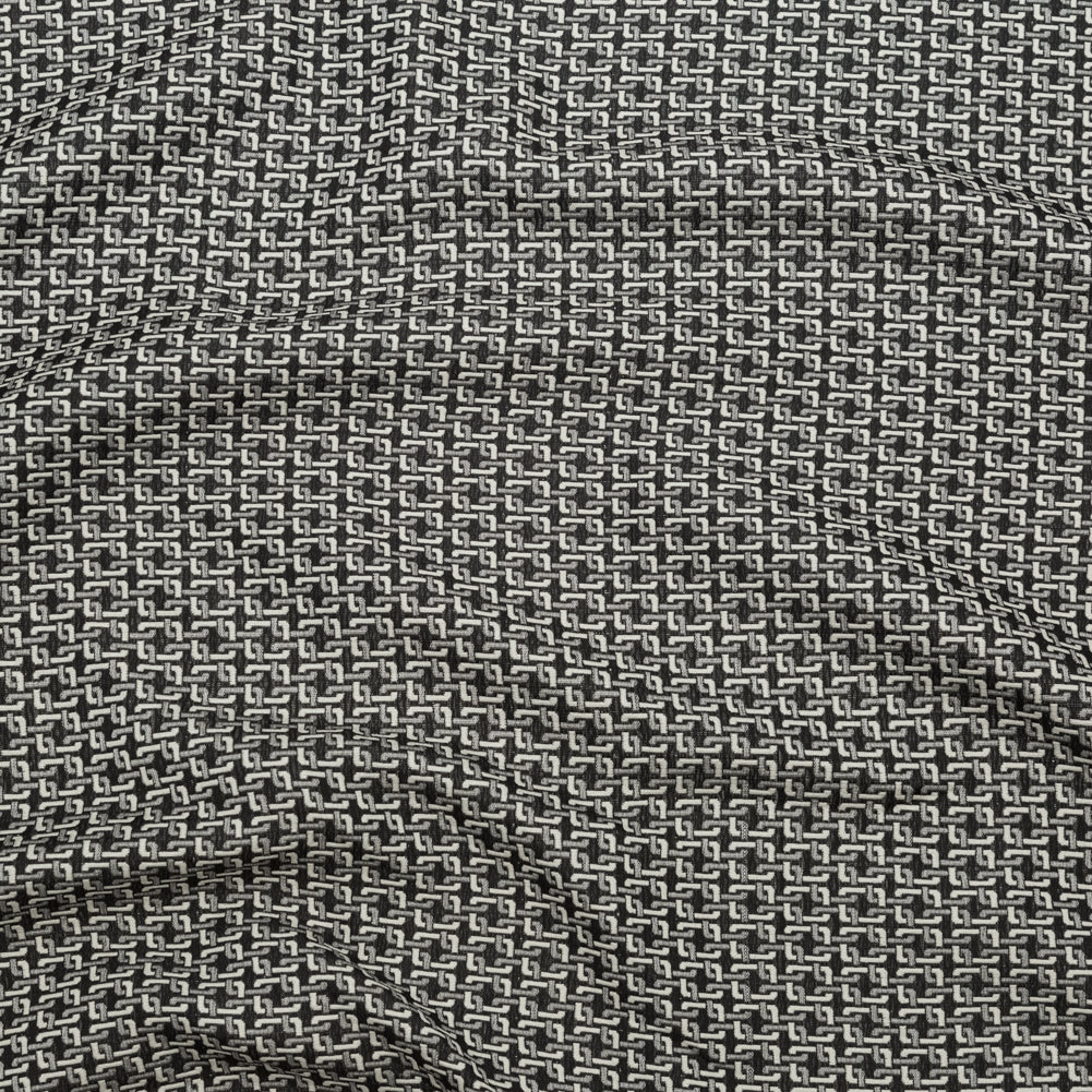 Pelican and Black Olive Geometric Reversible Polyester Jacquard Pelican and Black Olive Geometric Reversible Polyester Jacquard