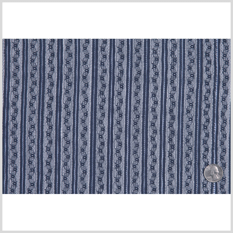 Famous Designer Navy Striped Cotton-Nylon Lace Full Famous Designer Navy Striped Cotton-Nylon Lace Full