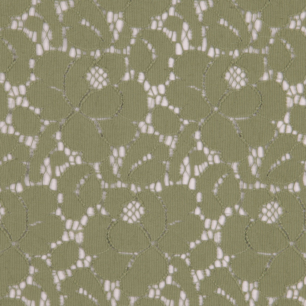 Aspen Green Floral Polyester-Cotton Lace Detail Aspen Green Floral Polyester-Cotton Lace Detail