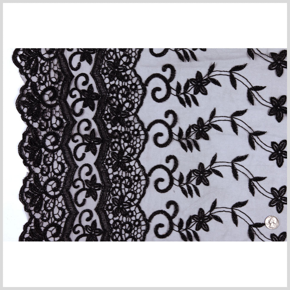 Black Floral Tulle & Crinoline Full Black Floral Tulle & Crinoline Full