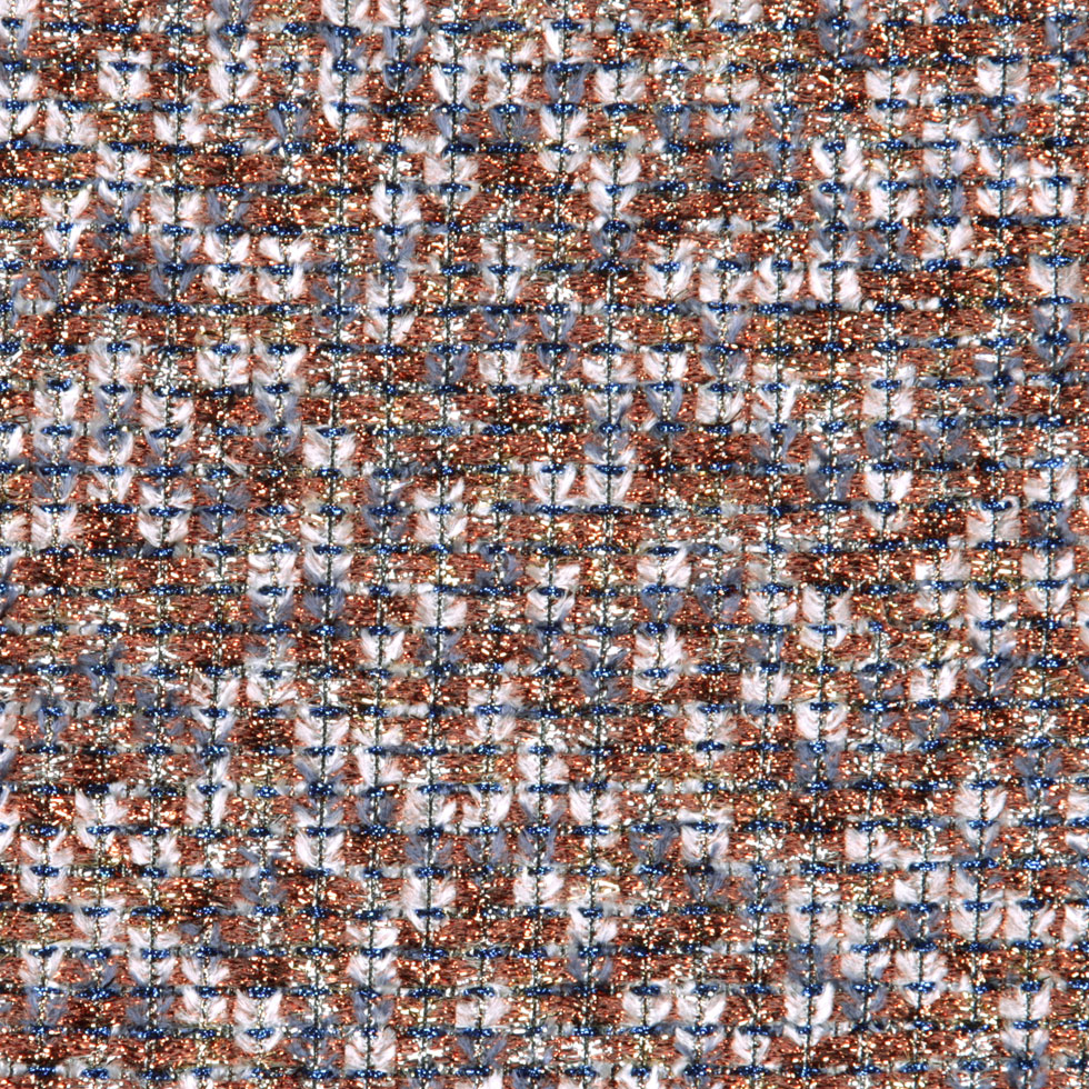 Famous NYC Designer Metallic Copper/Gray/Blue Novelty Woven Detail Famous NYC Designer Metallic Copper/Gray/Blue Novelty Woven Detail