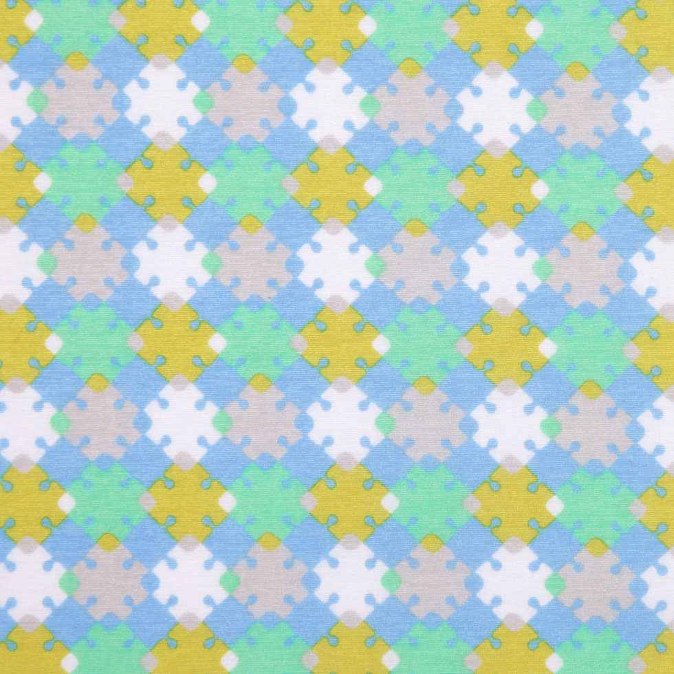 Horizon Blue, Vibrant Green and Golden Palm Geometric Polyester Jersey Horizon Blue, Vibrant Green and Golden Palm Geometric Polyester Jersey
