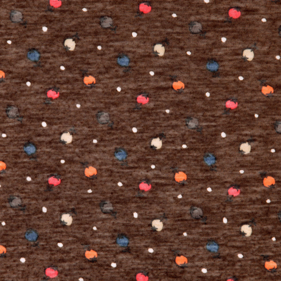Italian Carob Brown Printed Tissue-Weight Jersey Detail Italian Carob Brown Printed Tissue-Weight Jersey Detail
