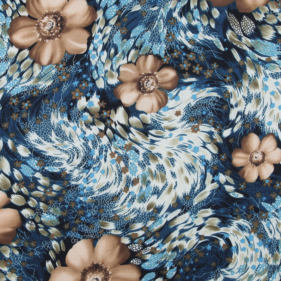 Multicolor Floral Rayon Jersey Print Detail Multicolor Floral Rayon Jersey Print Detail