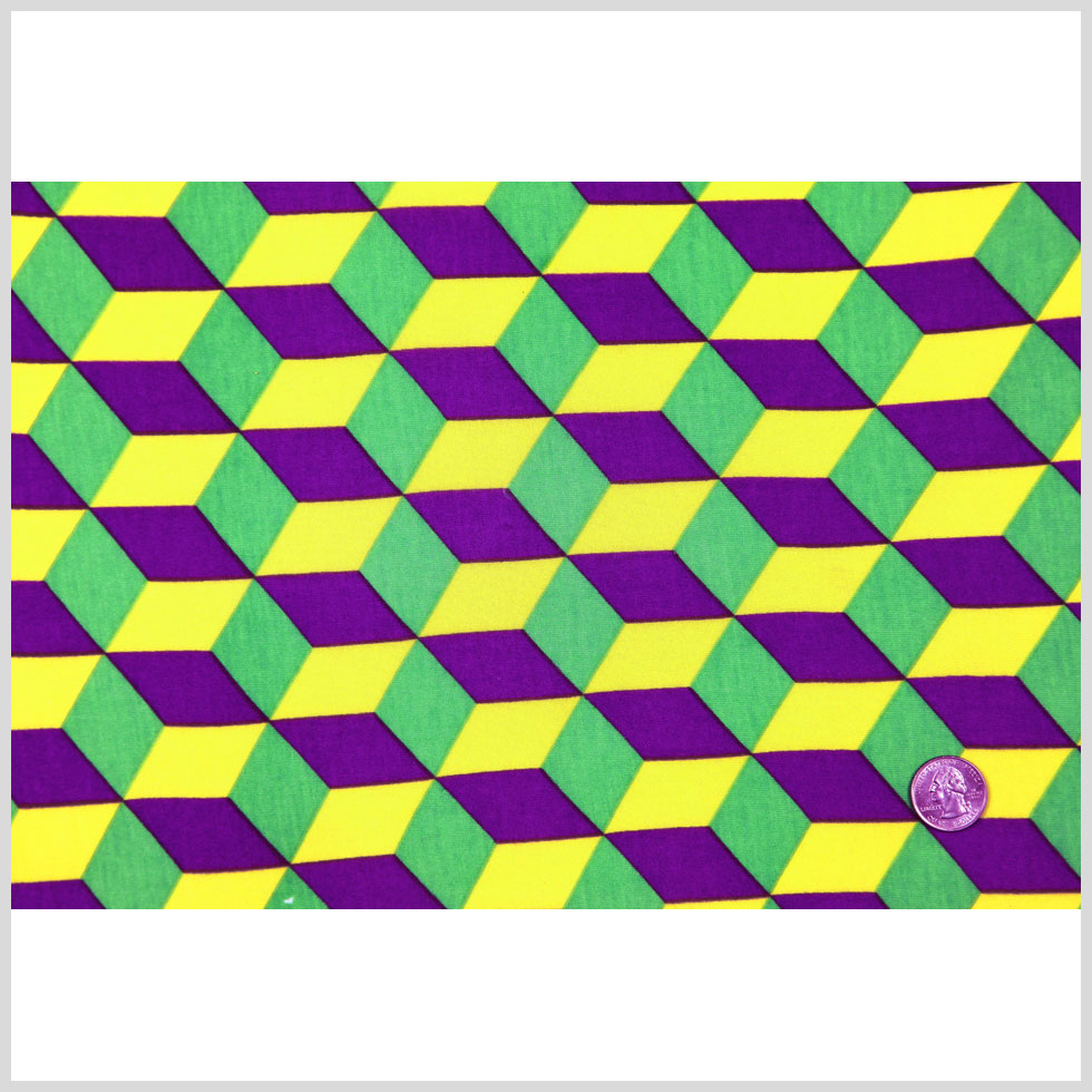 Yellow, Lime and Majesty Purple Geometric Rayon Jersey - Full Yellow, Lime and Majesty Purple Geometric Rayon Jersey - Full