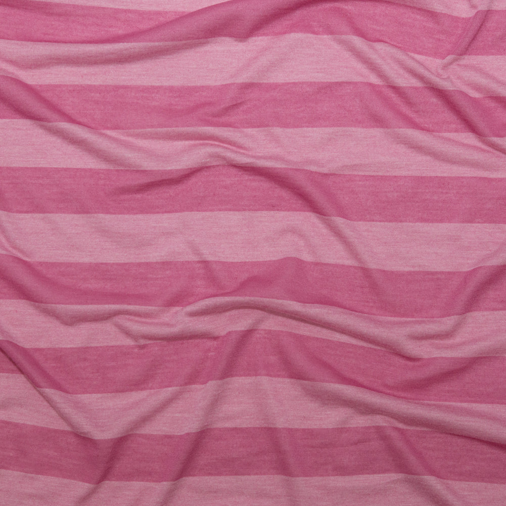 Cashmere Rose and Ibis Rose Awning Striped Tissue-Weight Rayon Jersey Cashmere Rose and Ibis Rose Awning Striped Tissue-Weight Rayon Jersey