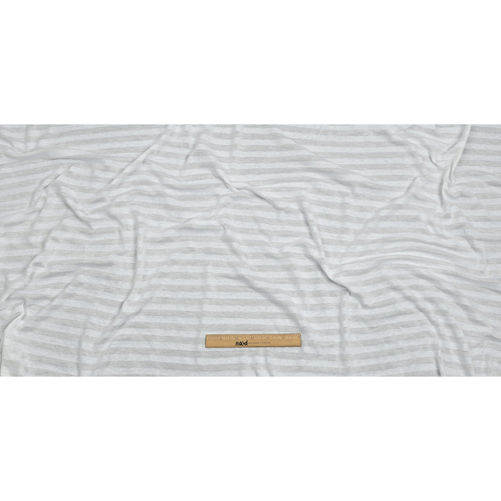 Daisy White Sheer Stripes Cotton and Rayon Jersey Full Daisy White Sheer Stripes Cotton and Rayon Jersey Full