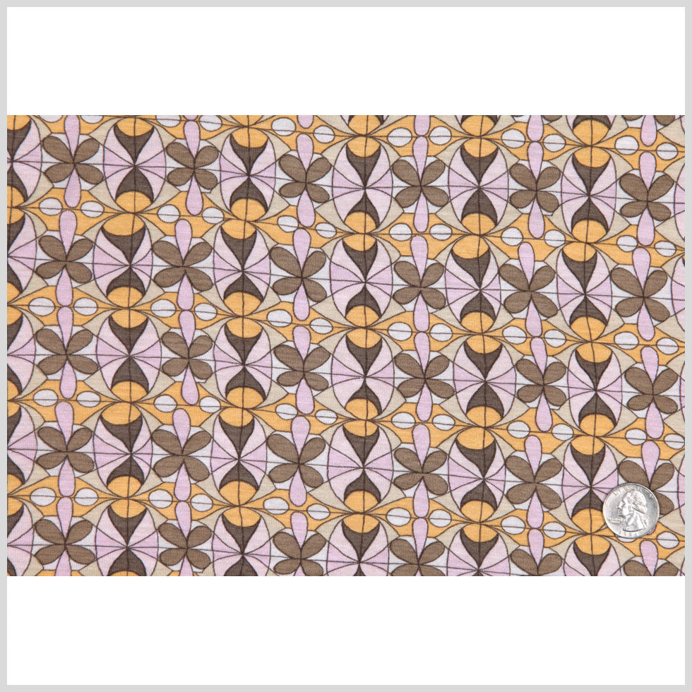 Melons and Pink Stained-Glass Rayon Jersey Full Melons and Pink Stained-Glass Rayon Jersey Full