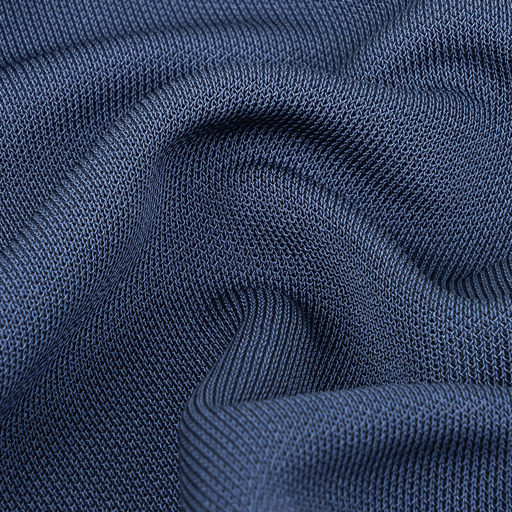 Dark Blue Rayon Pique Knit Detail Dark Blue Rayon Pique Knit Detail