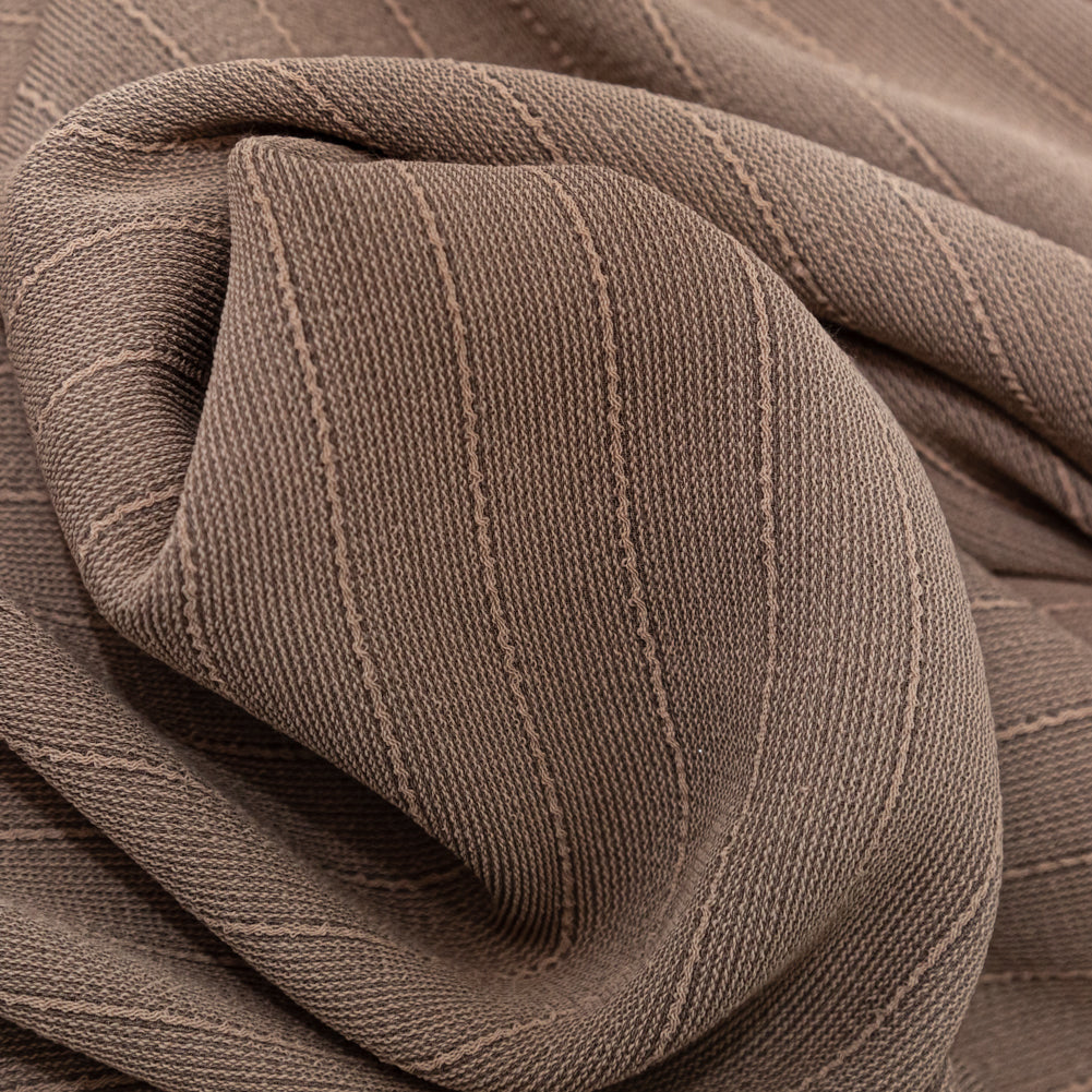 Warm Taupe Blended Crepe with Tactile Stripes Detail Warm Taupe Blended Crepe with Tactile Stripes Detail