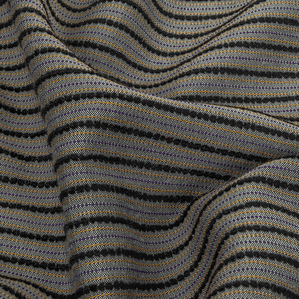 Gray, Daisy Daze and Royal Purple Striped Blended Rayon Woven Detail Gray, Daisy Daze and Royal Purple Striped Blended Rayon Woven Detail