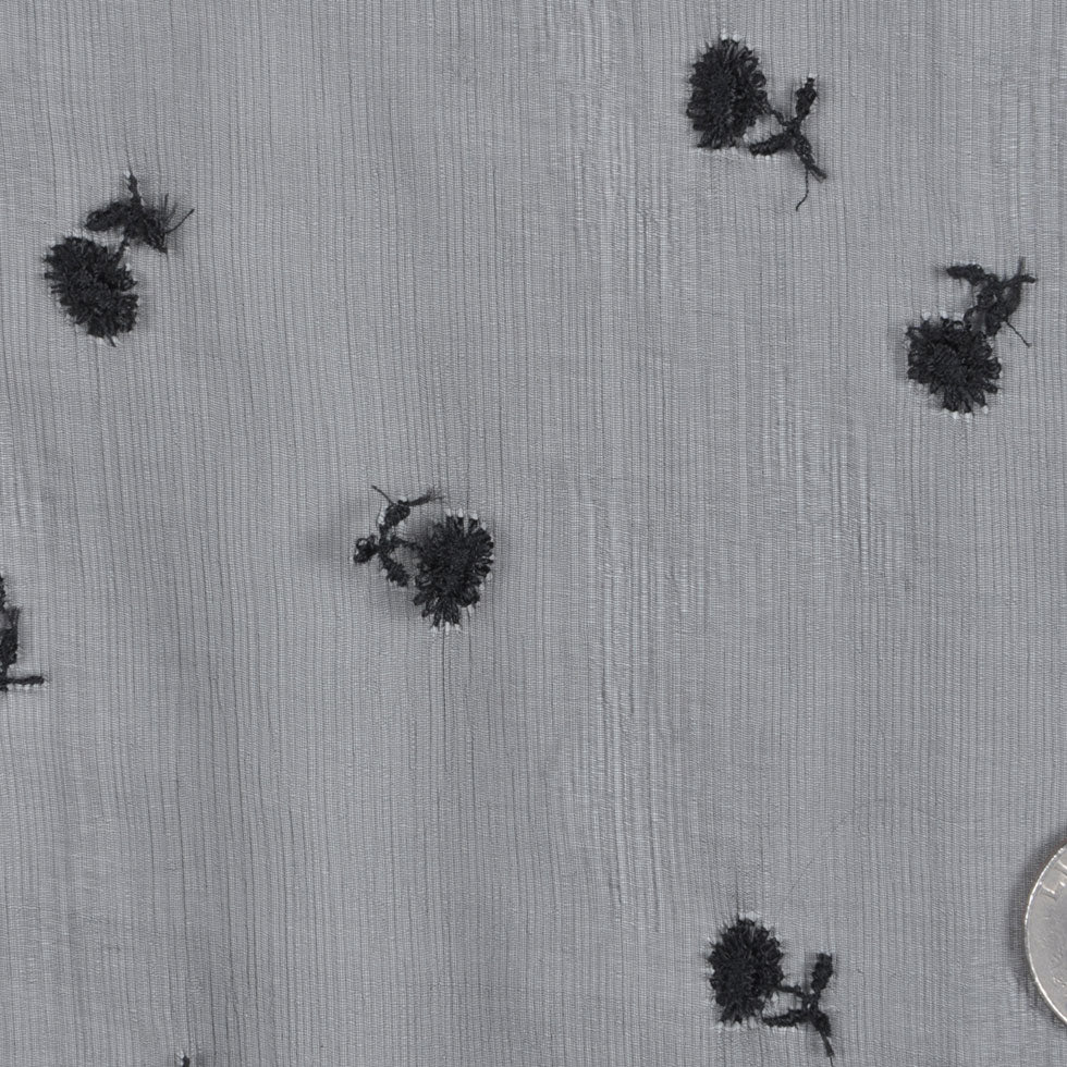 Carolina Herrera Italian Black Floral Cotton Embroidered Crinkled Silk Chiffon Carolina Herrera Italian Black Floral Cotton Embroidered Crinkled Silk Chiffon