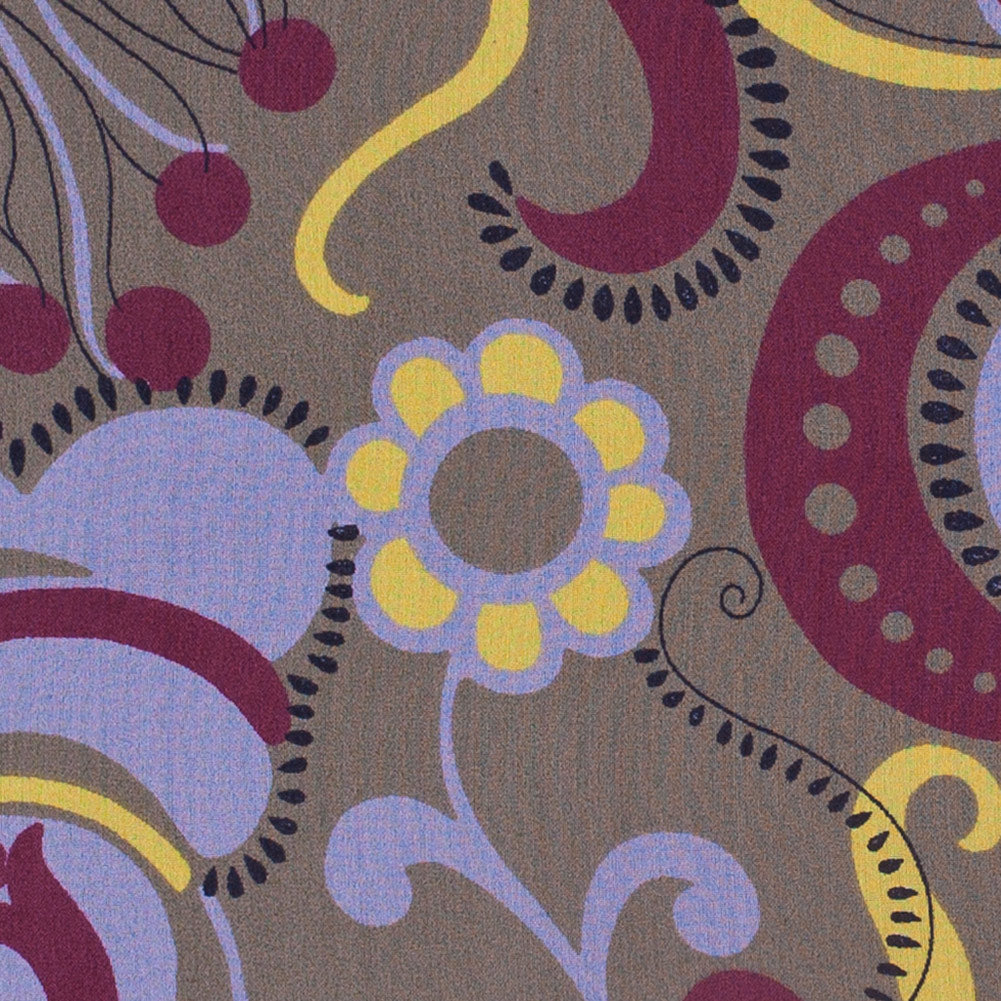 Multicolor Bold Floral Silk Chiffon Detail Multicolor Bold Floral Silk Chiffon Detail