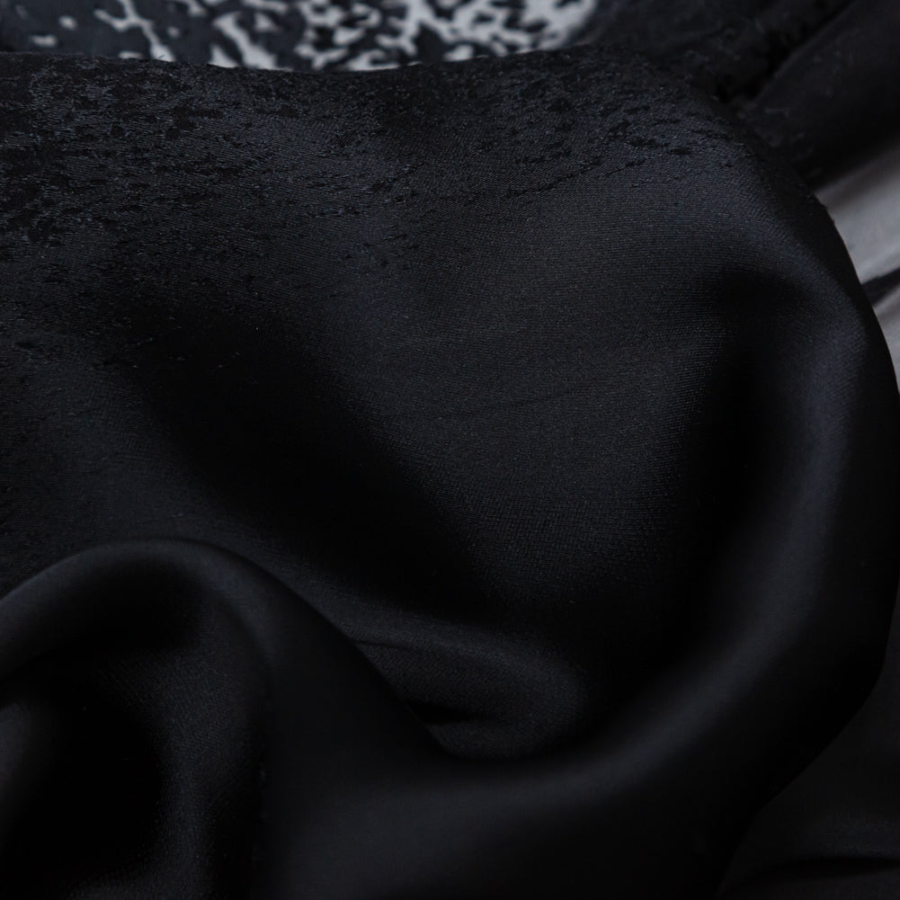 Donna Karan Italian Black Burnout Silk Charmeuse Detail Donna Karan Italian Black Burnout Silk Charmeuse Detail