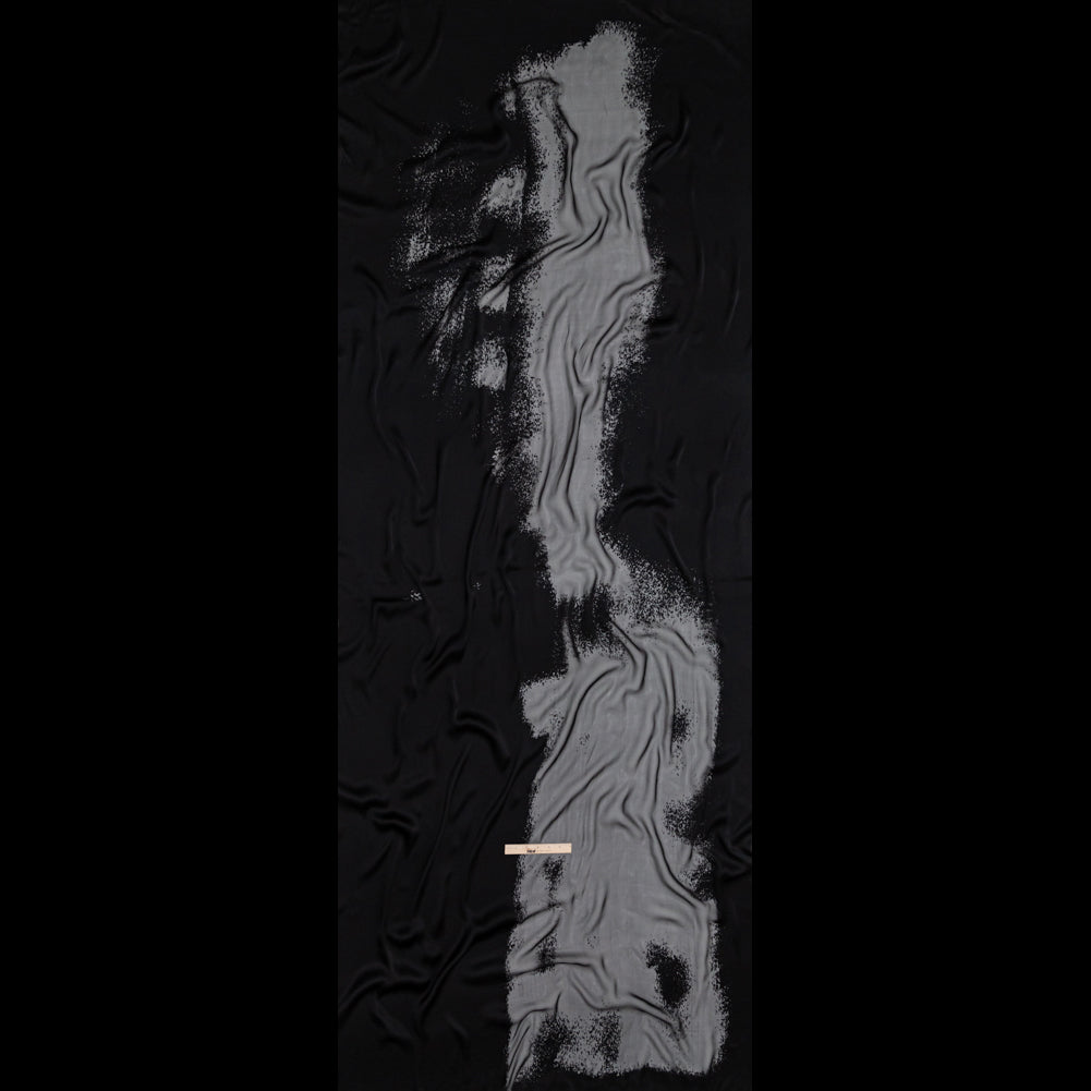 Donna Karan Italian Black Burnout Silk Charmeuse Full Donna Karan Italian Black Burnout Silk Charmeuse Full