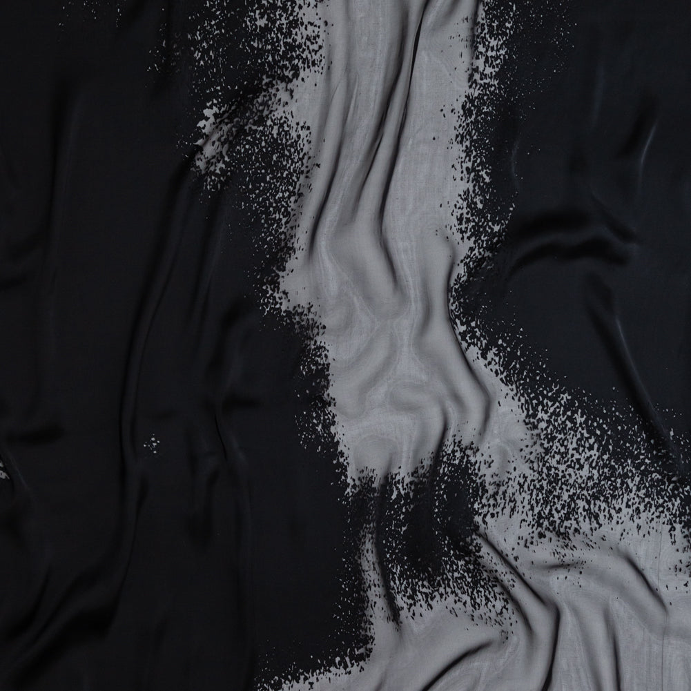 Donna Karan Italian Black Burnout Silk Charmeuse Donna Karan Italian Black Burnout Silk Charmeuse